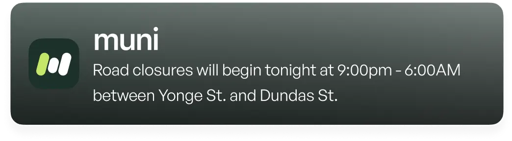 Muni notification interface